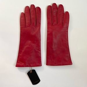 BNWT Marron brand Red leather gloves size XL cashmere